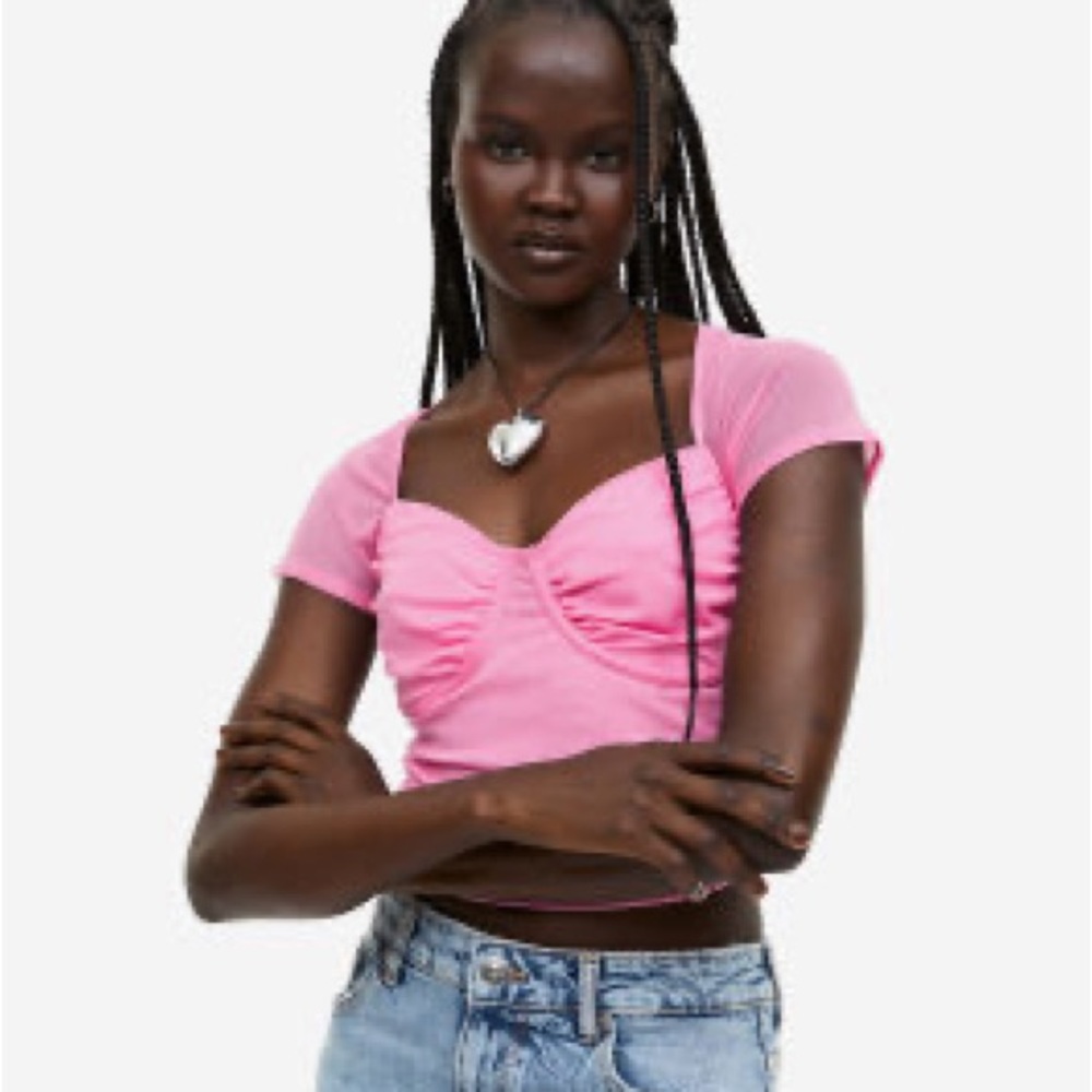 NWT H&M Pink Sheer Corset Top
